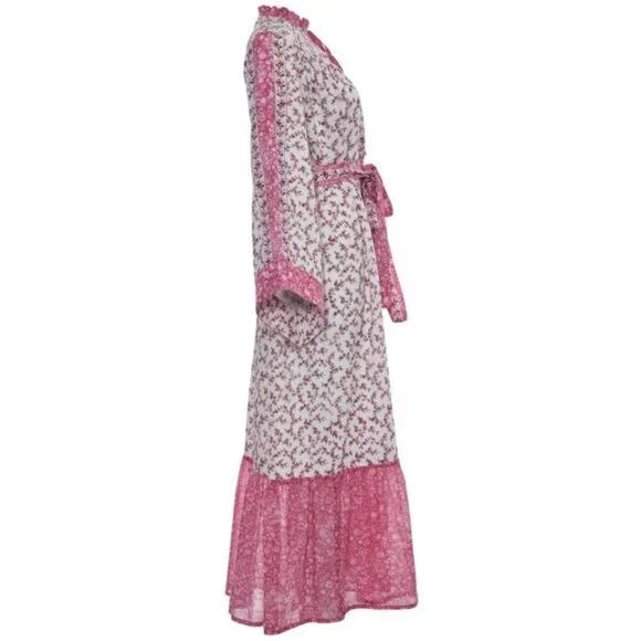 NOT FOR SALE D'Ascoli Maxi Dress Serenity Kaftan Style Fuschia Floral Sz Sm - Picture 3 of 11